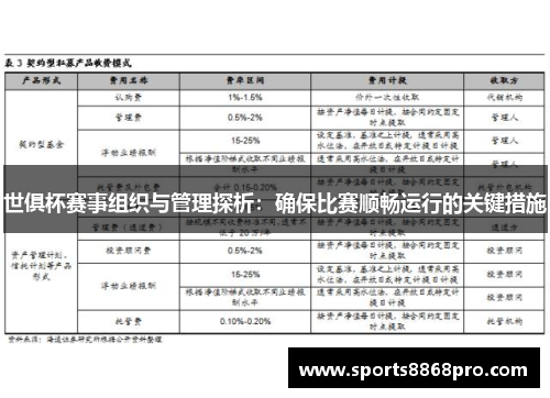 世俱杯赛事组织与管理探析：确保比赛顺畅运行的关键措施