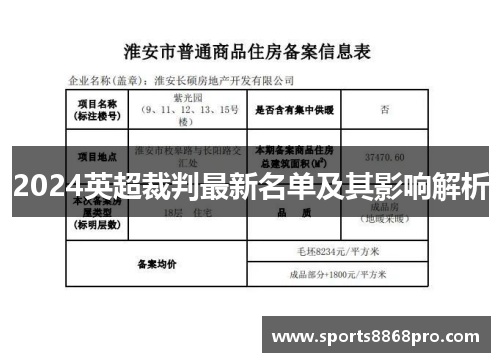 2024英超裁判最新名单及其影响解析